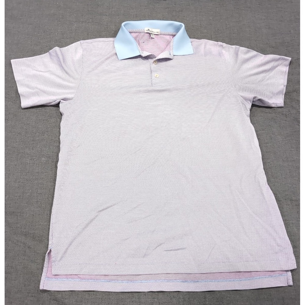 Peter Millar Polo Shirt Mens Medium Purple Geometric 100% Cotton